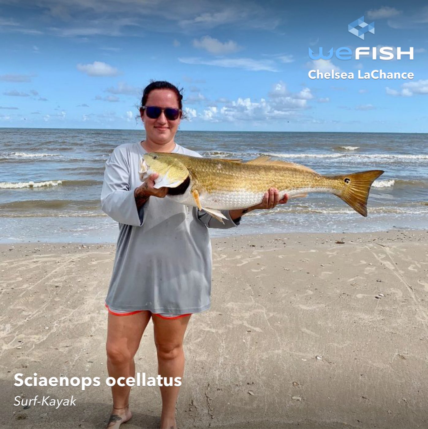 Fishing for redfish fisherwoman